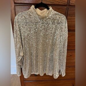 H&M Silver Sequin Long Sleeve Top